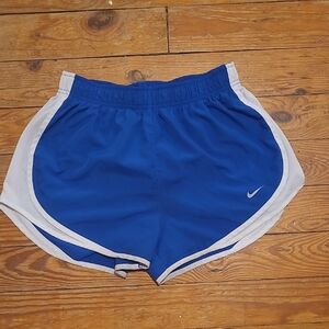 Nike Women's Royal Blue and White Athletic Shorts